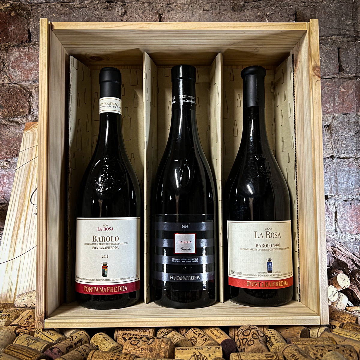 Fontanafredda - BAROLO LA ROSA HOLZBOX (3 Fl.): 1998 / 2005 / 2012